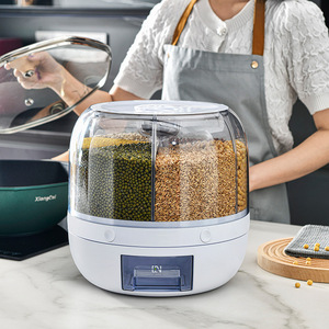 Rotatable Grain Storage Box Compartmentalized Airtight Insect Proof Moisture Proof Food Grade Rice <b>Container</b> Round Flip Top Lid - Product Image 1