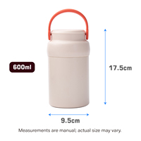 Bocal alimentaire isotherme en acier inoxydable de 600 ml, récipient à soupe sous vide, boîte à lunch thermique anti-fuite avec cuillère pliable