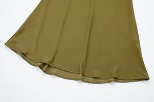 2024 verde militar Spaghetti Trager Zuruck Aushohlen Khaki Farbe <span class=keywords><strong>Lassig</strong></span> Sommer Frauen Lange Slip Kleid - Product Image 3