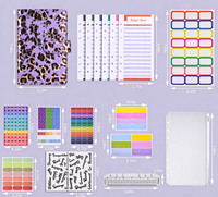 Organiseur de budget créatif en cuir PU A6 à 6 anneaux, carnet de suivi des dépenses à feuilles mobiles, journal avec enveloppes pour espèces