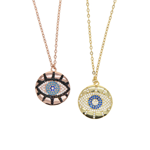 Promotion <span class=keywords><strong>oeil</strong></span> <span class=keywords><strong>turc</strong></span> gravé rond pièce pendentif plaqué or pavé cz <span class=keywords><strong>oeil</strong></span> collier - Product Image 3