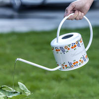 Bouteille d'eau en acier inoxydable de 1,5 L, style arrosoir, finition gris antique avec poignée en cuivre