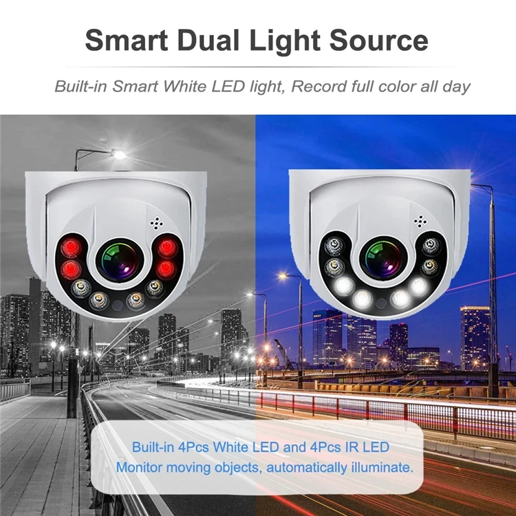 Full Color HD1080P 2MP/3MP/4MP/5MP/8MP Night Vision Two Way Audio Icsee Outdoor Waterproof Wifi CCTV Security PTZ Dome IP Camera