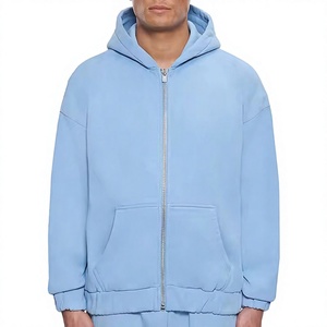 เสื้อฮู้ดดี้ผู้ชายสีฟ้าอ่อนทรงโอเวอร์ไซส์ ทรงปกติ สีพื้น เรียบง่าย ระบายอากาศได้ดี ผ้าเฟรนช์เทอร์รี่ 100% ผ้าฝ้าย เหมาะสำหรับใส่ในฤดูใบไม้ร่วง - Product Image 1