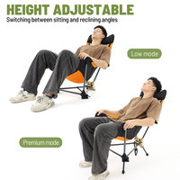 Chaise à bascule en alliage d'aluminium à deux positions de hauteur, chaise de camping portable, siège d'extérieur