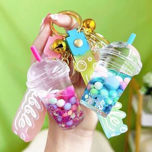 Acrylic Milk Tea <b>Cup</b> Quicksand Keychain Floating Candy Bean Pendant Cute <b>Boba</b> Charm Lightweight Decorative Gift - Product Image 4