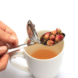 304食品グレードステンレス鋼ティースプーン ステンレス鋼茶こし シングルハンドル 大葉茶こし ハンドル付き茶ボール - Product Image 3