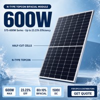 Modul Surya Bifasial 600W Tipe N, 182 Sel Half Cut, Efisiensi 23,23% untuk Pembangkit Listrik Terpasang di Tanah Skala Utilitas