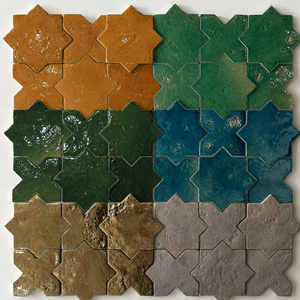 Carreaux de zellige marocains en forme d'étoile, mosaïque céramique faite à la main pour salle de bain, crédence de cuisine, café, <span class=keywords><strong>restaurant</strong></span>, décoration - Product Image 4