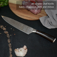 Couteau de chef damas professionnel 8 pouces cuchillos de cocina manche en bois de pakawood avec boîte-cadeau