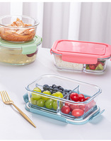Boîte à lunch en verre borosilicate avec logo personnalisé, boîte de préparation de repas hermétique, boîte de rangement pour aliments