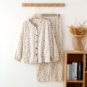 Ensemble de pyjama sans col en V pour femmes, longueur intégrale, pour filles - Product Image 3