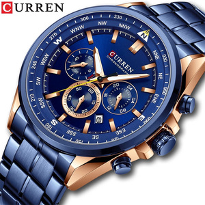 Montres à quartz pour homme CURREN 8399, chronographe tendance, acier inoxydable, lumineux, sport, affaires, luxe, montre-bracelet pour homme - Product Image 1