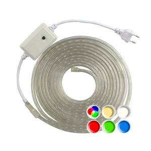 Bande <span class=keywords><strong>LED</strong></span> haute tension AC 220V 5050 avec prise EU, lumière rouge verte bleue blanche chaude RGB 100M/<span class=keywords><strong>rouleau</strong></span>, IP67-étanche, découpeable au mètre - Product Image 1