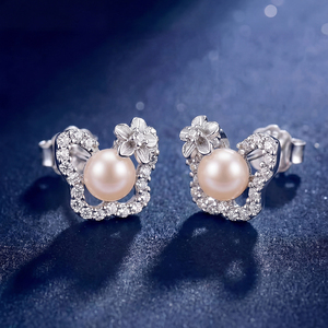 Élégantes boucles d'oreilles clous en argent S925 avec feuille et perle d'eau douce, zircon, bijoux délicats pour femme, cadeau de mariage ou de mariée - Product Image 5