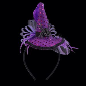 Serre-tête d'Halloween pour femmes et filles, coiffe de sorcière violette, accessoires pour cheveux, tenue de cosplay, fournitures de fête - Product Image 3