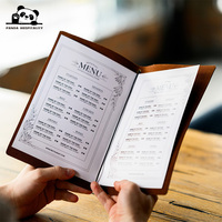 Protège-menu en cuir PU vintage avec élastique pour hôtel, bistrot, café, logo personnalisé en relief / estampé à chaud