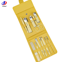 Ensemble de manucure de voyage 12 pièces, kit de coupe-ongles jaune, outils de pédicure pour la maison et les salons