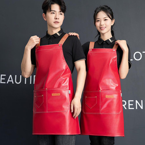 Bán buôn biểu tượng tùy chỉnh in PU mềm da BIB tay Tạp dề cho phục vụ làm việc quần áo - Product Image 3