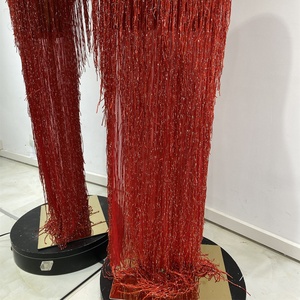 Robe longue ajourée à strass et franges pour femme, idéale pour chanteuse, mannequin, défilé ou soirée - Product Image 4