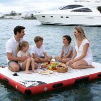 Île flottante gonflable en PVC personnalisée pour loisirs, radeau flottant, plateforme de jet ski aquatique pour hôtel-resort, capacité 5-10 passagers