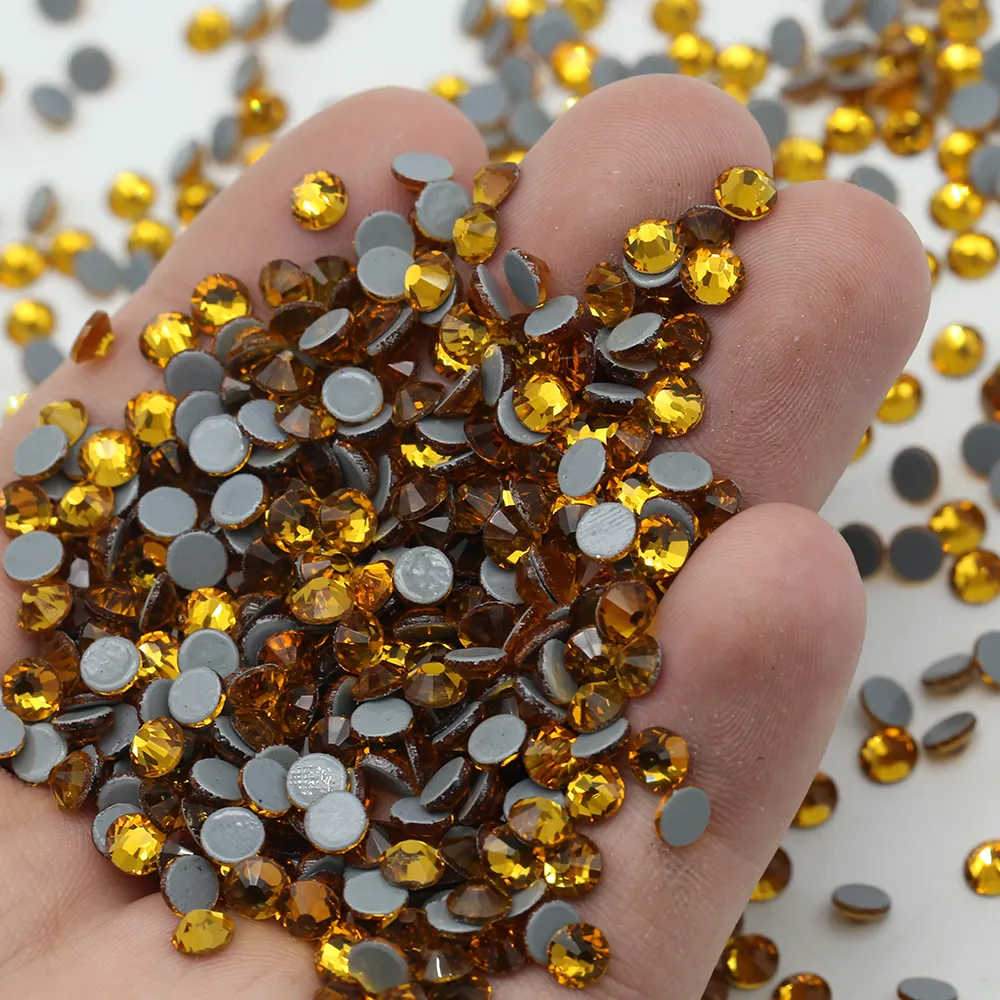 XULIN Wholesale Over 100 Color Round Strass Flatback Crystal Stones Hotfix Glass Rhinestone For Garment Decoration