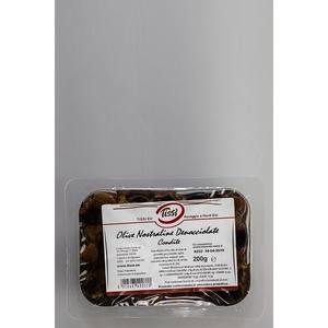Tissi Olives dénoyautes en saumure locale avec ail, poivre et origan, acide acétique et citrique, 200 ml x 8 paquets, cornichons - Product Image 1