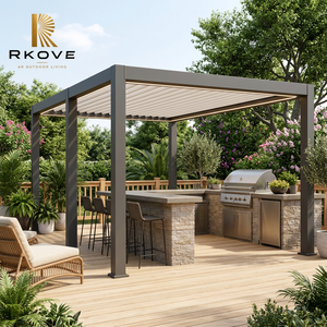 Pergola bioclimatique moderne RKOVE 3x4m autoportante pour jardin périurbain, station de grillades, abri pour grillades du week-end - Product Image 2