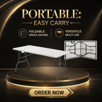 Table pliante rectangulaire économique et légère de 1,5 m avec structure en acier, résistante aux UV et imperméable, idéale pour les repas en extérieur