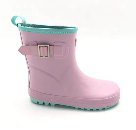 Bottes confectionnées imperméables pour enfants, chaussures en caoutchouc de couleur rose, imperméable