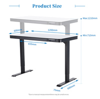 Bureau électrique en verre trempé à double moteur Table de bureau à domicile réglable en hauteur Bureau assis-debout avec tiroirs de charge USB sans fil