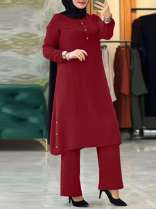 Set di <span class=keywords><strong>pantaloni</strong></span> Top a tunica a maniche lunghe da <span class=keywords><strong>donna</strong></span> modesto abito islamico Dubai Casual arabo camicetta <span class=keywords><strong>turca</strong></span> e <span class=keywords><strong>pantaloni</strong></span> da <span class=keywords><strong>donna</strong></span> 2 pezzi - Product Image 6