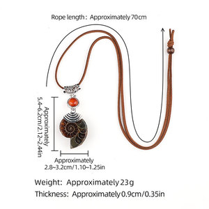 Pendentif Ammonite Naturelle, Bijou Fossil Perlé en Cristal, Collier Accessoire avec Specimen Authentique et Monture en Alliage - Product Image 4