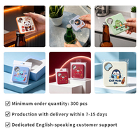 Décapsuleur et sous-verre 2-en-1 personnalisé en PVC, motif dessin animé mignon, en caoutchouc souple, pour bière, gadget multifonctionnel pour bar et cuisine