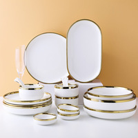 Ensemble d'assiettes en or, style nordique moderne, en porcelaine fine, céramique de luxe, vaisselle pour restaurant et maison