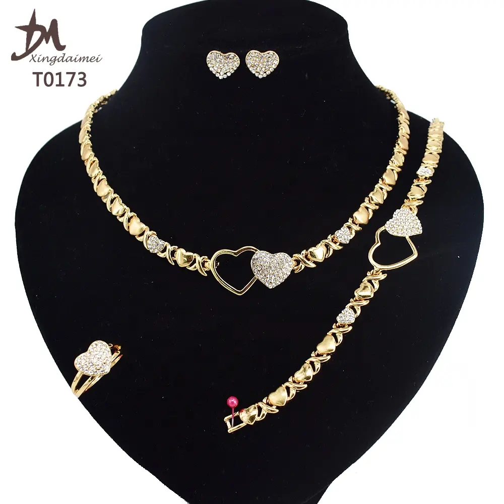 T0173 african High quality 14k gold XOXO plating jewelry set