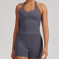 Offre Spéciale : Ensemble 4 Pièces Sans Couture – Débardeur Halter, Soutien-Gorge de Sport, Legging Taille Haute Push-Up – Tenue d'Entraînement et Yoga pour Femme