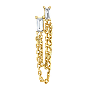 CANNER Fashion Hot Selling S925 Sterling Silver Ins Style square Diamond Double <b>Chain</b> Tassel <b>Stud</b> <b>Earrings</b> - Product Image 1