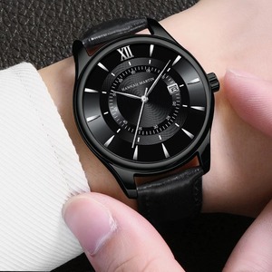 Reloj de Cuarzo para Hombre, Diseño Personalizado, Cuero Negro, Simple, Lujoso, 42MM, con Calendario - Product Image 6