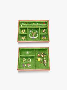 Caja de Joyería con Temática de Flora y <span class=keywords><strong>Fauna</strong></span>, Caja de Madera de Nogal para Pulseras y Collares, Estuche de Almacenamiento de Pendientes Bordado en Terciopelo Personalizado - Product Image 6