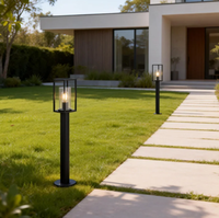 Lampadaire de jardin décoratif en aluminium moulé sous pression, forme carrée, abat-jour en PC LED, 15W, résistant à l'eau, E27