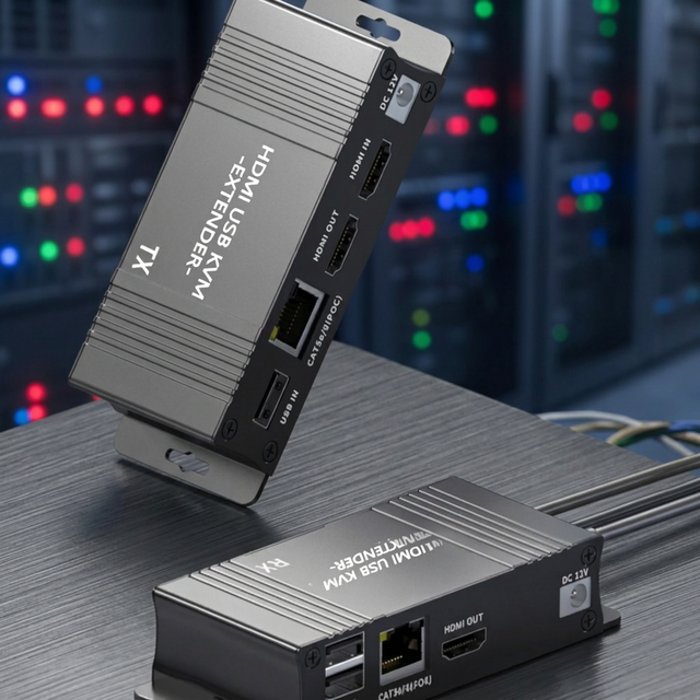 Hardrock Aluminum Alloy KVM HDMI Over Ethernet Extender 4K 60Hz/100m 30Hz/120m +USB Input/Output FCC CE ROHS