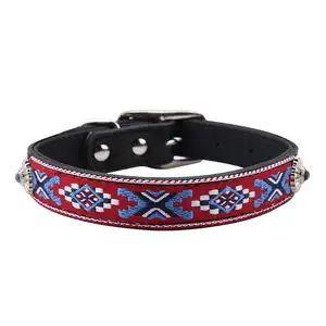 National Style Pattern PU Leather Dog Collar For Large Dog