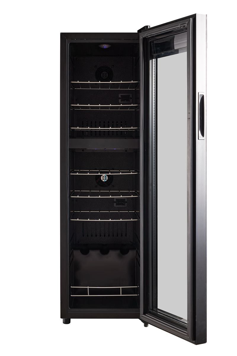 Двухзонный автономный винный холодильник, холодильник из нержавеющей стали, деревянная полка, 80 л, 28 бутылок, двойной компрессор, охладитель вина, холодильник