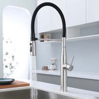 Robinet d'évier de cuisine commercial avec pulvérisateur extractible en acier inoxydable 304 mitigeur d'évier chaud et froid robinet d'eau flexible