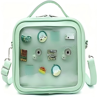 Tas Selempang Kulit PU Mewah Custom dengan Jendela Transparan untuk Menampilkan Pin, Tali Selempang yang Dapat Disesuaikan, Cocok untuk Cosplay, Pesta, Kegunaan Sehari-hari, dan Santai