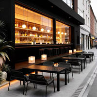 Ensemble de meubles de patio en corde tressée et aluminium pour l'extérieur, table et chaises en WPC pour café, bar, hôtel, grill et terrasse