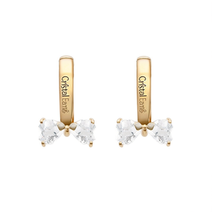 ต่างหูคริสตัลรูปโบว์ ประดับเพชรคริสตัล ชุบทอง 22k ผลิตจากโลหะผสมสังกะสี เหมาะสำหรับผู้หญิง สวมใส่ได้ทุกวัน น่ารัก - Product Image 1