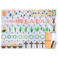 Jeu de Mahjong américain sur le thème de Pâques, tuiles à motifs œuf, lapin et carotte, nacré, jeu de Mahjong de voyage, cadeau pour collection de fêtes