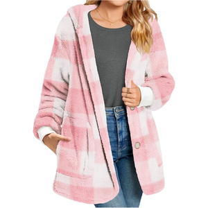 Chaquetas de lana cálidas personalizadas para mujer, abrigos informales con capucha peludos para mujer, cárdigan, suéteres, prendas de vestir exteriores con bolsillos, ropa 2025 - Product Image 3